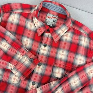 Gap Jeans Mens Large Red Plaid Flannel Button Down Shirt 376842-01 07/06